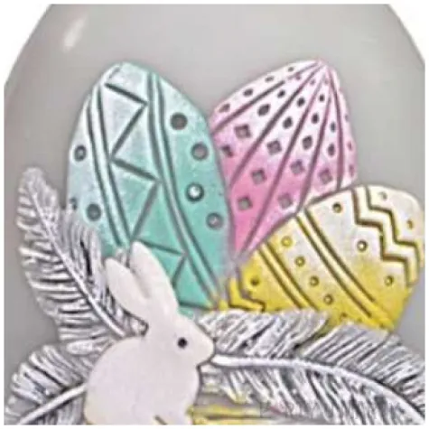 swieca wielkanocne jajko z pisankami szare adpal 140 100 mm