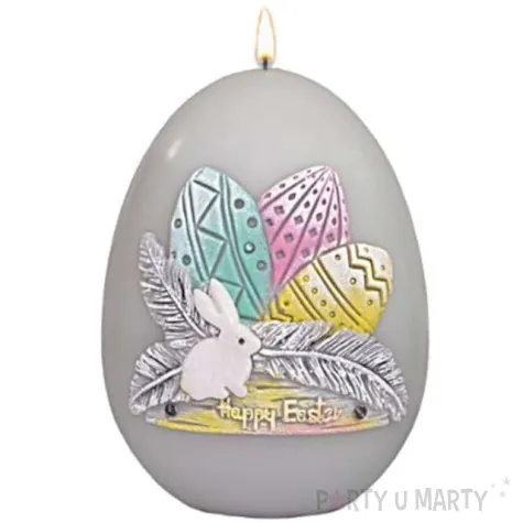 swieca wielkanocne jajko z pisankami szare adpal 140 100 mm
