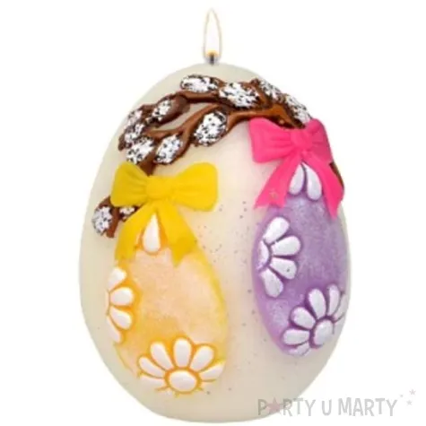 swieca wielkanocne jajko ze stroikiem biale adpal 90 70 mm