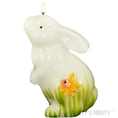 swieca wielkanocny zajac w zonkilach stojacy biala adpal 110 80 mm