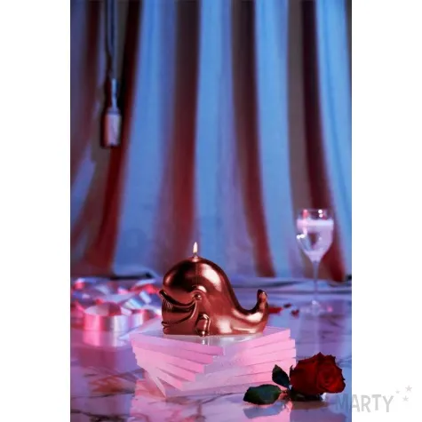 swieca wieloryb metaliczna czerwona candellana