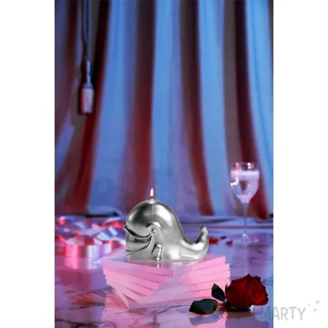 swieca wieloryb metaliczna srebrna jasna candellana