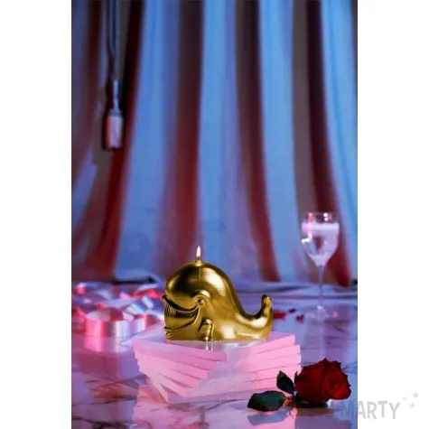 swieca wieloryb metaliczna zlota candellana