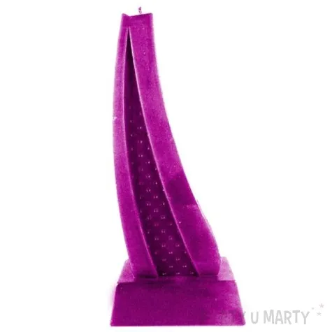 swieca zagiel rozowy metalik candellana 23 x 8 cm