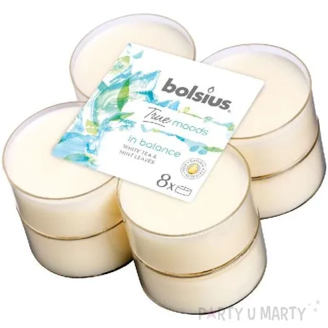 swieca zapachowa balance mieta i biala herbata bolsius 8h 8 szt