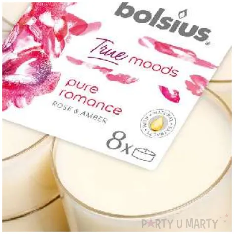 swieca zapachowa romance roza i bursztyn bolsius 8h 8 szt