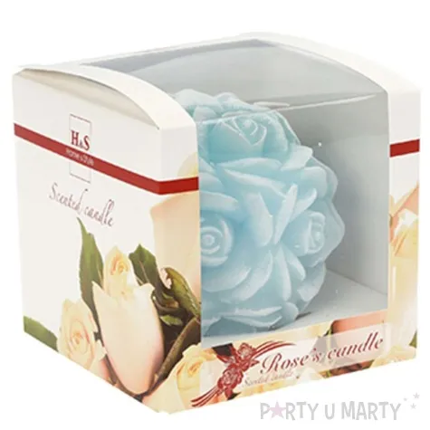 swieca zapachowa slodka roza bialo niebieska 10cm ravi