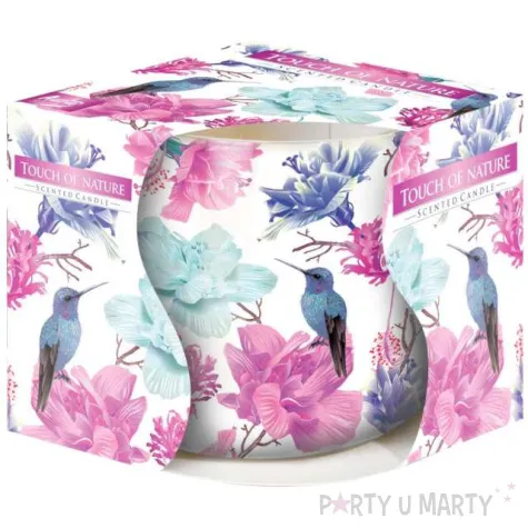 swieca zapachowa w graficznym szkle dotyk natury bispol 7 cm