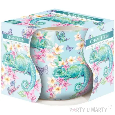swieca zapachowa w graficznym szkle kameleon bispol 7 cm