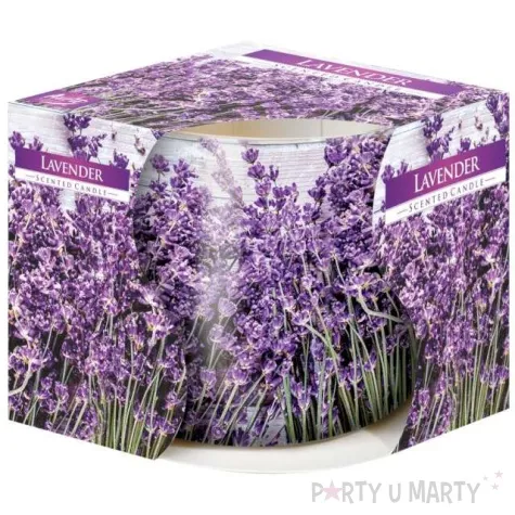 swieca zapachowa w graficznym szkle lawenda bispol 72 79 mm
