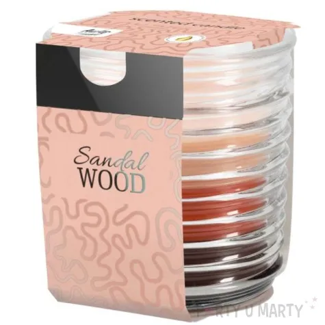 swieca zapachowa w karbowanym szkle drzewo sandalowe bispol 8 cm