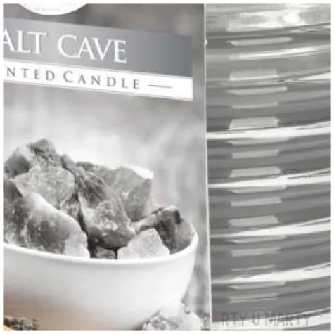 swieca zapachowa w karbowanym szkle grota solna bispol 8 cm