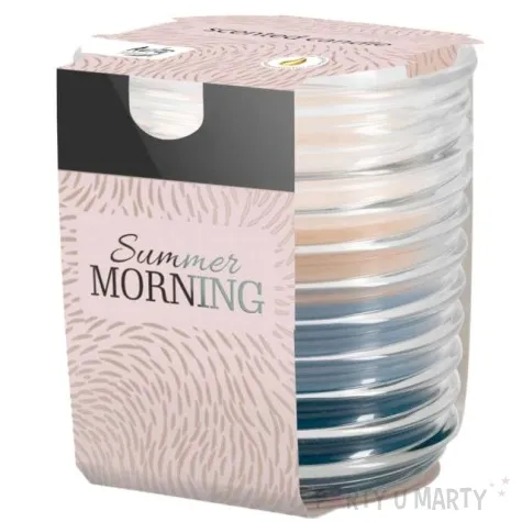 swieca zapachowa w karbowanym szkle letni poranek bispol 8 cm