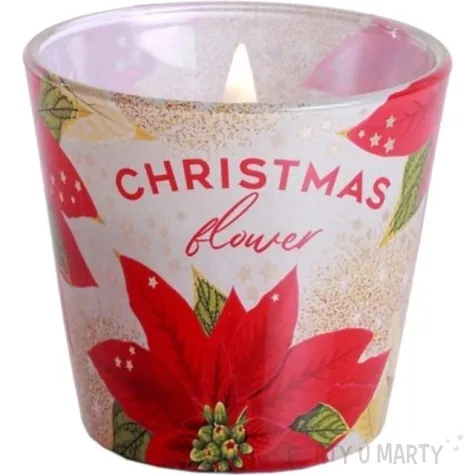 swieca zapachowa w szkle christmas flower poinsencja bartek candles 80 90 mm