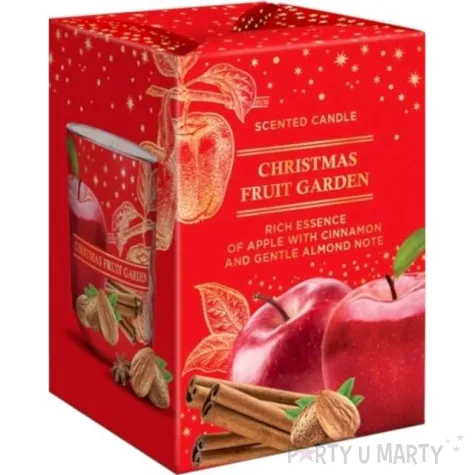 swieca zapachowa w szkle christmas fruit garden jablko cynamon migdal bartek candles 80 90 m