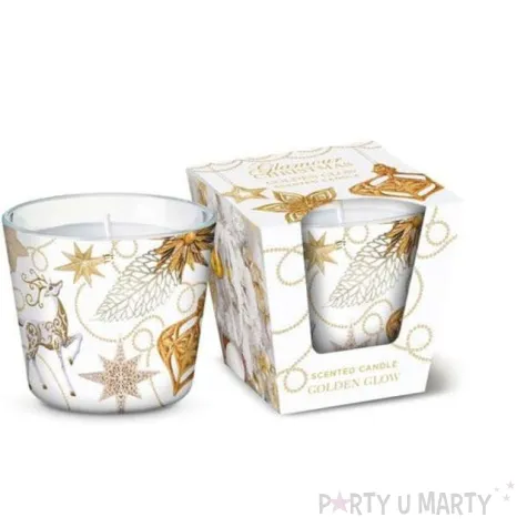swieca zapachowa w szkle christmas glamour zloty polysk bartek candles 80 90 mm