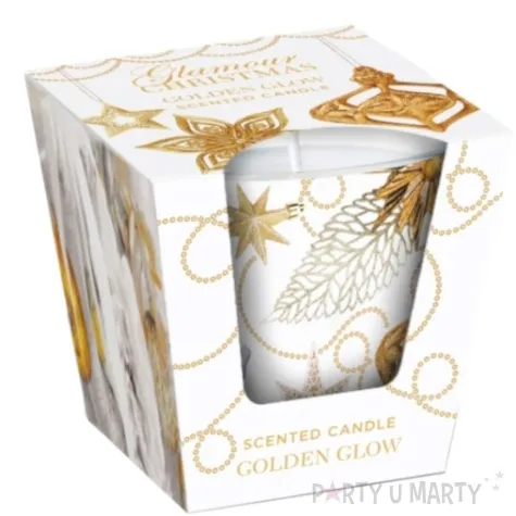 swieca zapachowa w szkle christmas glamour zloty polysk bartek candles 80 90 mm