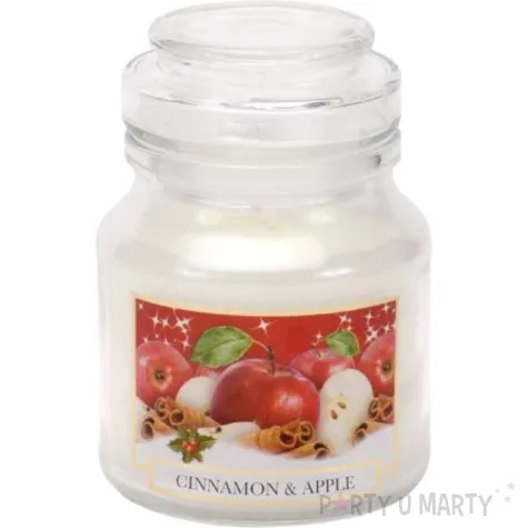 swieca zapachowa w szkle christmas labelled cynamon i jablko bartek candles 70 100 mm
