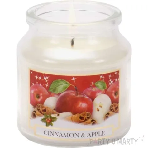 swieca zapachowa w szkle christmas labelled cynamon i jablko bartek candles 70 100 mm