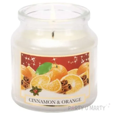 swieca zapachowa w szkle christmas labelled cynamon i pomarancza bartek candles 70 100 mm