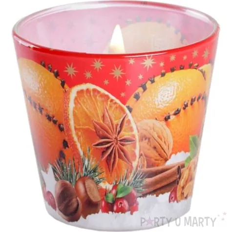 swieca zapachowa w szkle christmas orange pomarancza z cynamonem bartek candles 80 90 mm