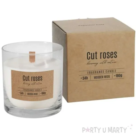 swieca zapachowa w szkle ciete roze sojowa bispol 8 5 x 8 2 cm