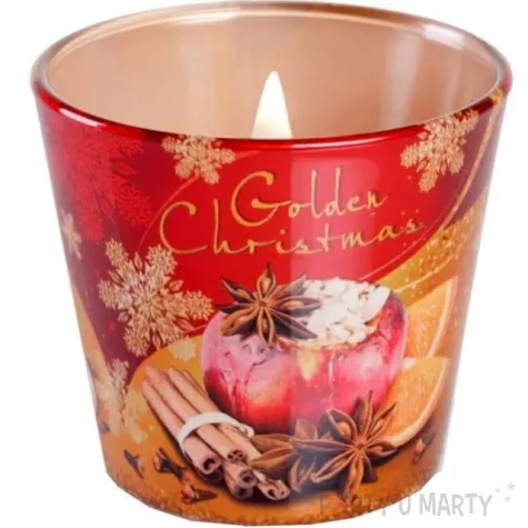 swieca zapachowa w szkle golden christmas pieczone jablko bartek candles 80 90 mm