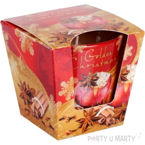 swieca zapachowa w szkle golden christmas pieczone jablko bartek candles 80 90 mm