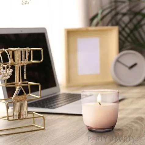 swieca zapachowa w szkle kwiat wisni i bursztyn bispol 76 mm