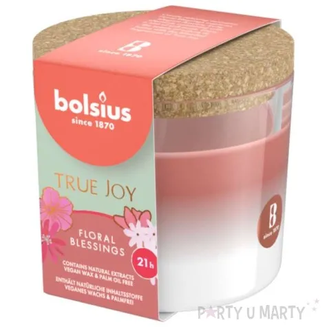 swieca zapachowa w szkle kwiatowe lato i slodkie owoce rozowa bolsius 83x66 mm