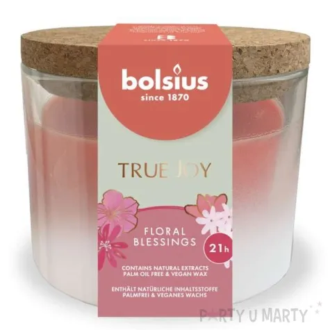 swieca zapachowa w szkle kwiatowe lato i slodkie owoce rozowa bolsius 83x66 mm