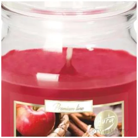 swieca zapachowa w szkle sloiczek jablko z cynamonem aura 28 h 10 cm