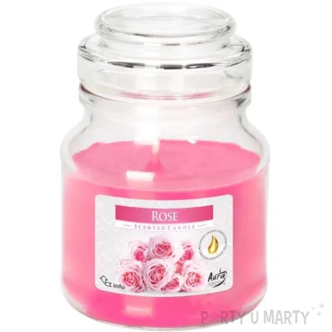 swieca zapachowa w szkle sloiczek roza bispol 28 h 10 cm