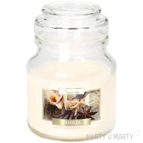 swieca zapachowa w szkle sloiczek wanilia bispol 28 h 10 cm