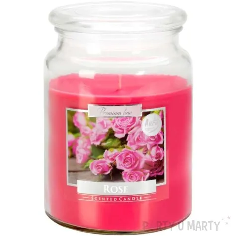 swieca zapachowa w szkle sloik xl roza bispol 100 h 14 cm