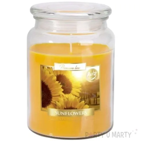 swieca zapachowa w szkle sloik xl sloneczniki bispol 100 h 14 cm