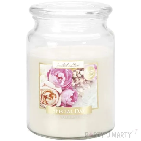 swieca zapachowa w szkle sloik xl wyjatkowy dzien bispol 100 h 14 cm