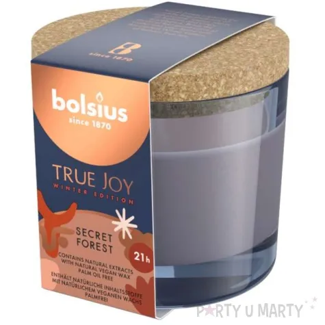 swieca zapachowa w szkle tajemniczy spacer niebieska bolsius 83x66 mm