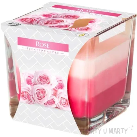 swieca zapachowa w szkle trojbarwna roza bispol 80 80 mm