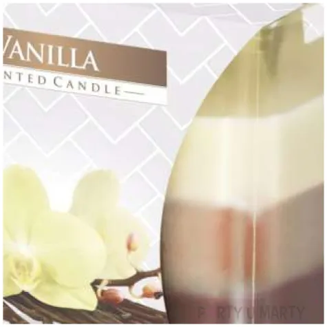 swieca zapachowa w szkle trojbarwna wanilia bispol 8x8 cm