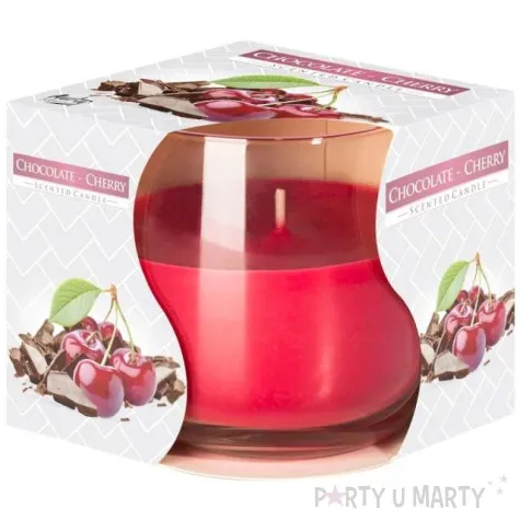 swieca zapachowa w szkle wisnia z czekolada bispol 7 cm