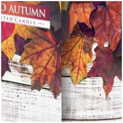 swieca zapachowa w szkle z nadrukiem powitanie jesieni bispol 8 cm