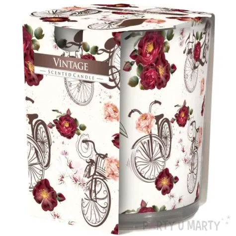 swieca zapachowa w szkle z nadrukiem vintage bispol 8 cm