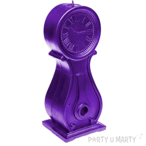 swieca zegar vintage xxl fioletowy metalik candellana