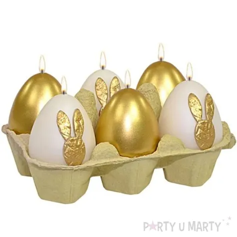 swiece wielkanocne jajka mix bialo zlote adpal 6cm 6szt