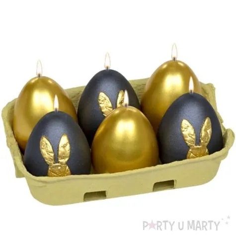 swiece wielkanocne jajka mix czarno zlote adpal 6cm 6szt