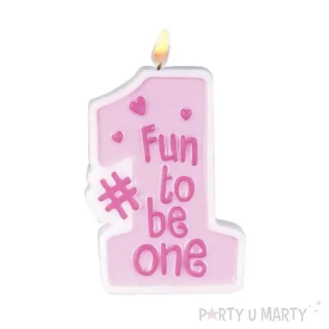 swieczka 1st birthday rozowa