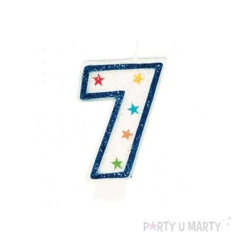 swieczka 7 bialo niebieska 7cm 1szt