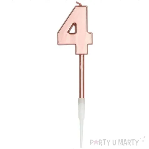 swieczka cyferka 4 rozowe zloto folat