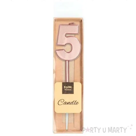 swieczka cyferka 5 rozowe zloto folat